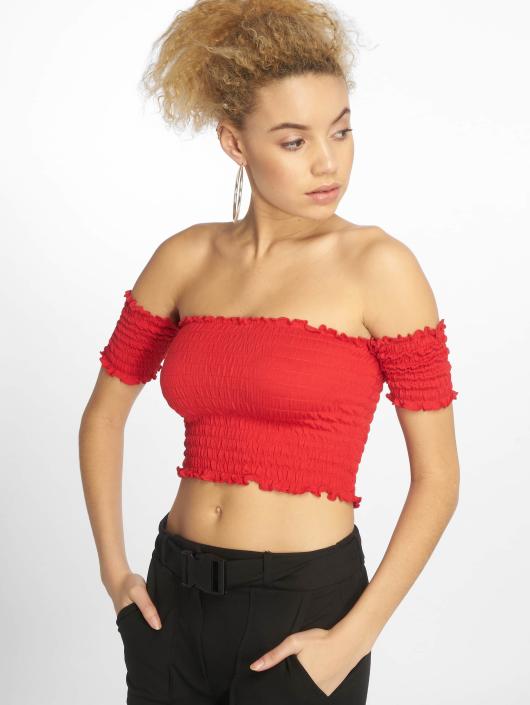 Urban Classics Tops sans manche Cold Shoulder Smoke Cropped rouge